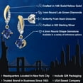thumbnail image 2 of Gem Stone King 925 Silver and 10K Yellow Gold Blue Created Sapphire and White Lab Grown Diamond Dangle Earrings for Women | 0.75 Cttw | Gemstone September Birthstone | Round 4.5MM, 2 of 6