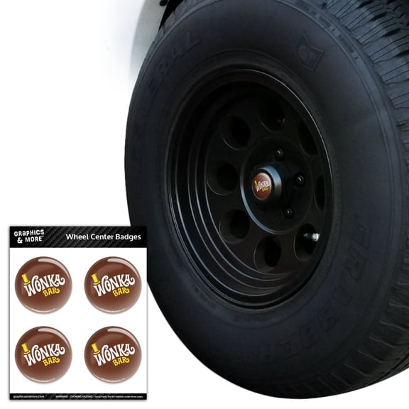 Willy Wonka and the Chocolate Factory Wonka Bar Logo Tire Wheel Center Cap Resin-Topped Badges Stickers