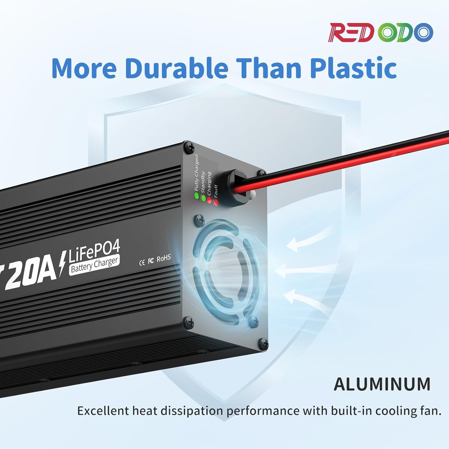 Redodo 14.6V 20A Lifepo4 Lithium Battery Charger, Support Fast Charging for Deep Cycle Lithium Iron Phosphate Battery Charging