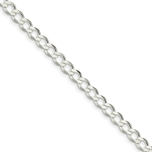 Primal Silver Sterling Silver 6.4mm Polished Flat Curb Chain Bracelet