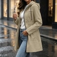 thumbnail image 6 of BRGZLK Rain Coats for Women Trendy Zip Up Solid Color Long Sleeve Hooded Lightweight Long Waterproof Jackets Elastic Waist Casual Outdoor Hiking Raincoats Beige XL, 6 of 8