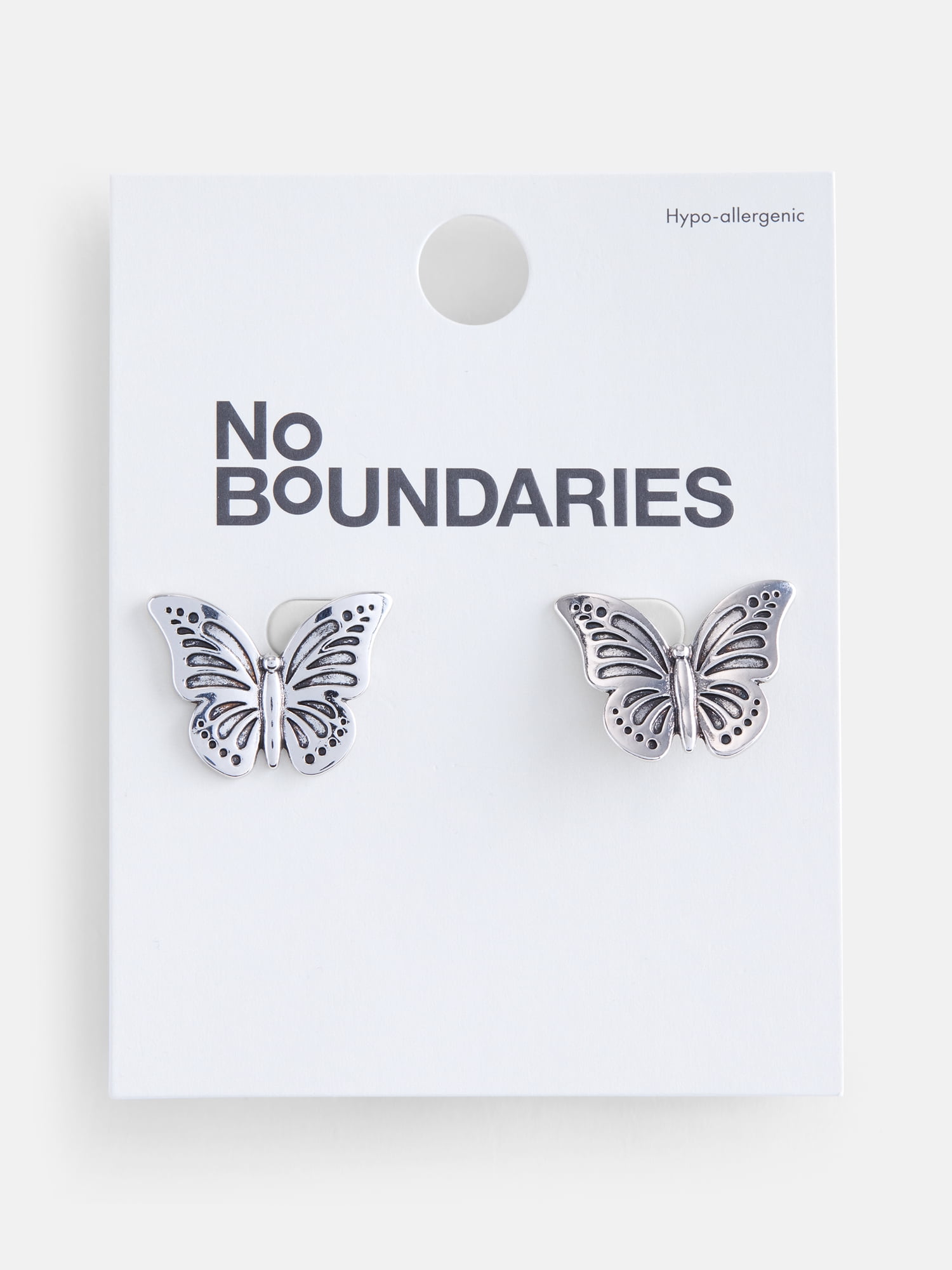 No Boundaries Butterfly Stud Earrings, Silver Tone, 1 Pair
