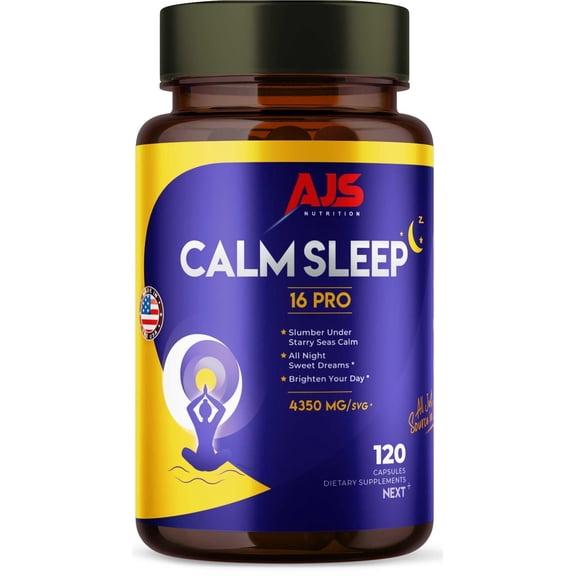 AJS Relaxation & Sleep Capsules - 120CT | Natural Calm Formula with Melatonin, L-Theanine, GABA, Valerian, Chamomile, Vitamin B6, B12, Magnesium, 5-HTP, Ashwagandha, Lemon Balm, L-5-MTHF, Huperzine