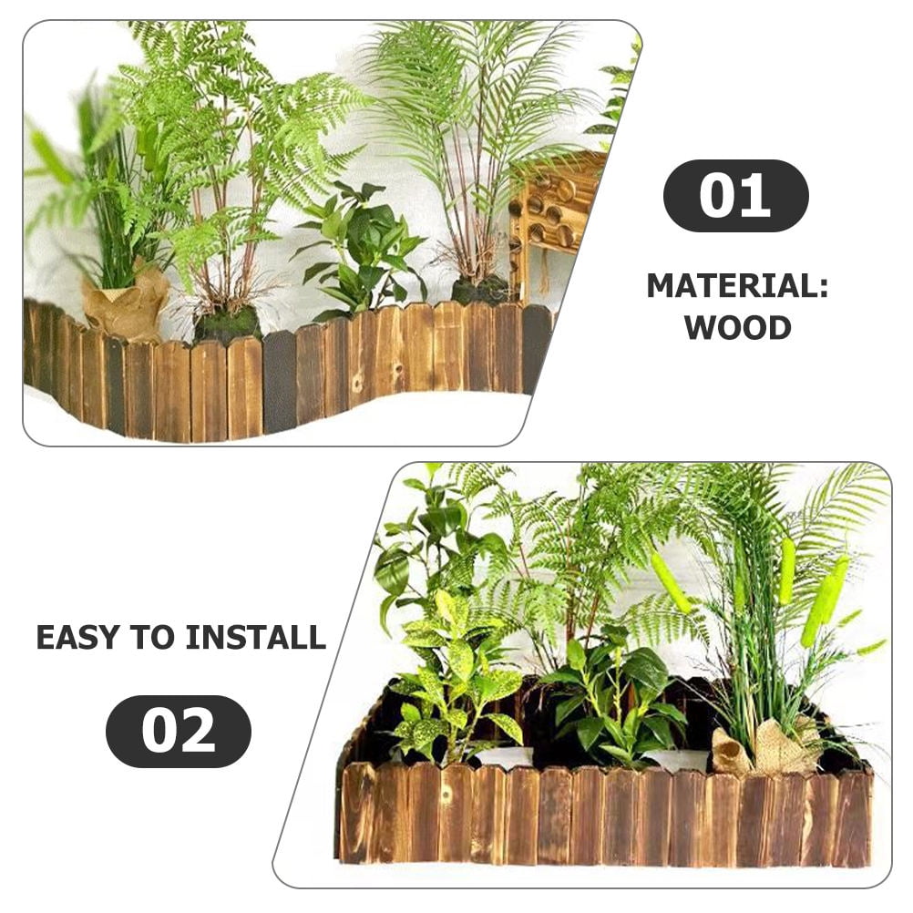 TAILTOSS Wood Garden Fence 1 Set Bendable Natural Wood Edging 120x35x1 Inch for Outdoor Yard