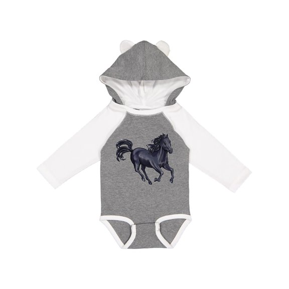 Inktastic Beautiful Galloping Black Horse Boys or Girls Long Sleeve Baby Bodysuit