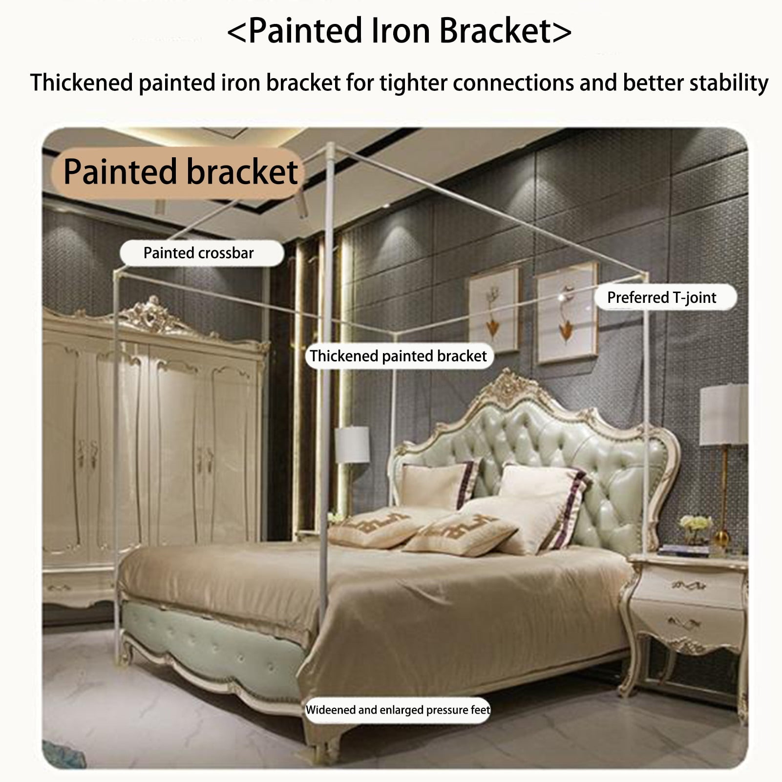 Mosquito net canopy bed, 4 corner posts bed canopy bed curtain, bedroom decoration accessories for girls adults