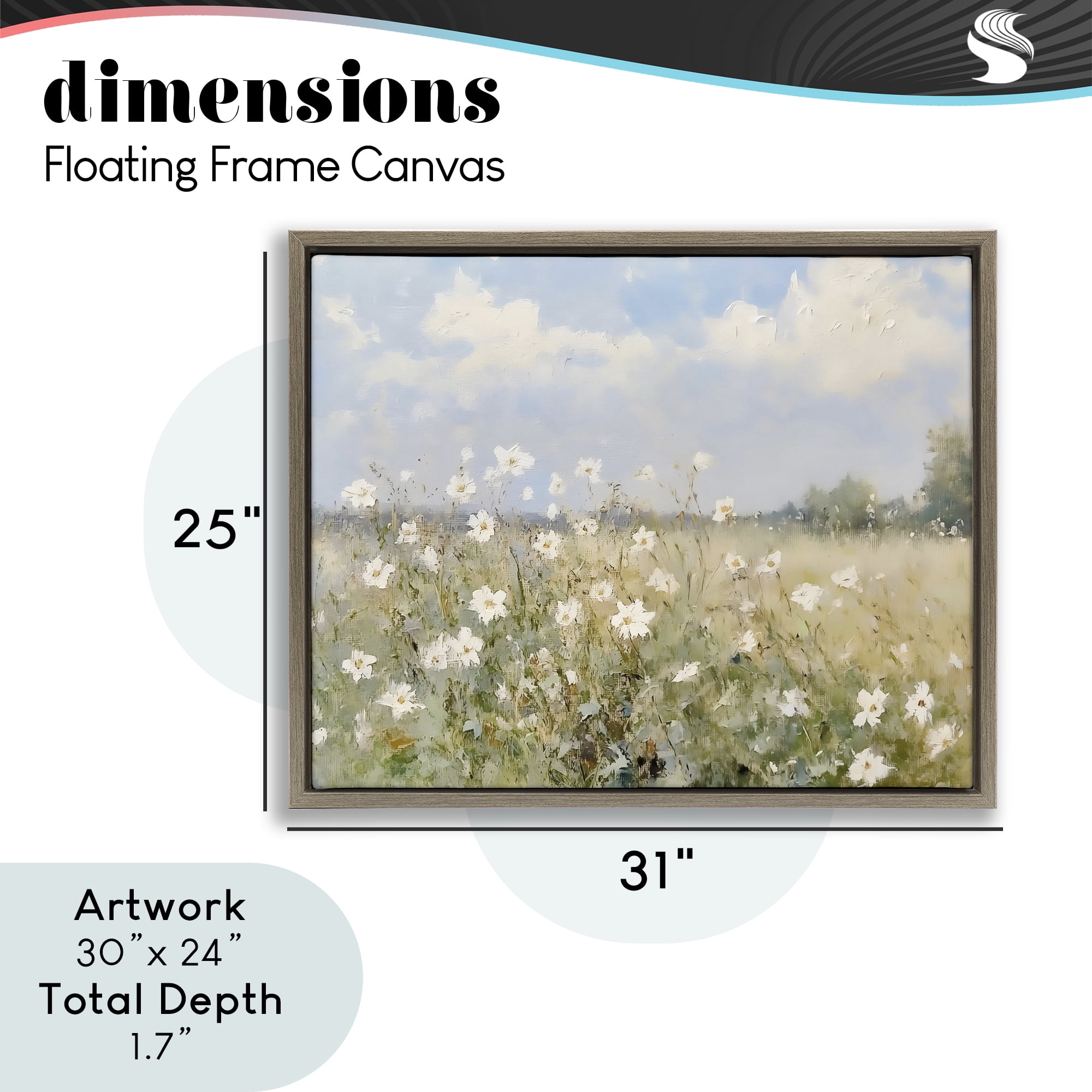 Stupell Industries Neutral Wildflower Field in Bloom Brown Framed Floater Canvas Wall Art, design by LSR Design Studio