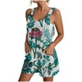 thumbnail image 2 of DDAPJ pyju Jumpsuits Shorts for Women Floral Printed Casual Summer Rompers Sleeveless Loose Shorts Overalls Jumpers Wide Leg Short Jumpsuit with Pockets 2025 Mint Green XL, 2 of 5