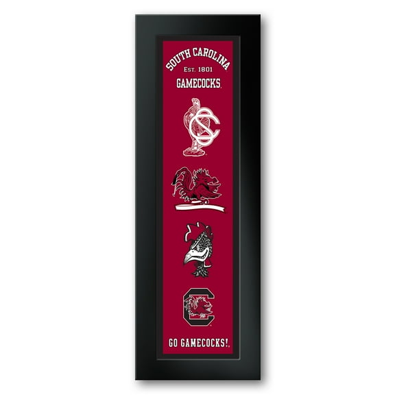 South Carolina Gamecocks Framed 8" x 26" Logo Heritage Art Print