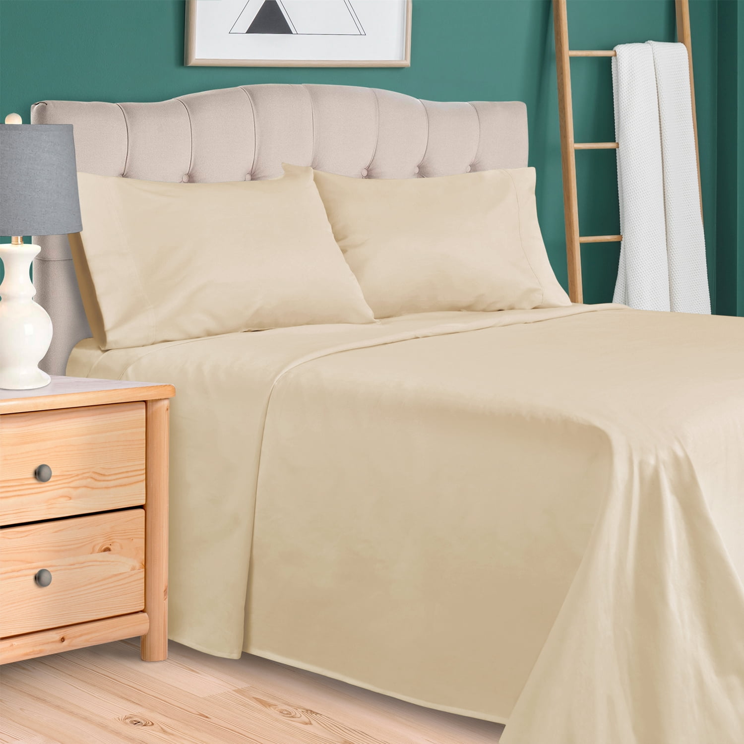 Superior 3-Piece 300 Thread Count Ivory Egyptian Cotton Sheet Set, Twin XL