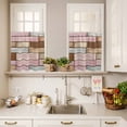 thumbnail image 3 of 3 Piece Kitchen Curtains and Valances Set Pink Brown Vintage Cafe Curtains 24 Inch Length Retro Farmhouse Elegant Pastoral Valance & Tier Curtain for Living Room Bedroom Window 54"x18"+27"x24"*2, 3 of 6
