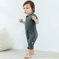 thumbnail image 4 of Kids Boy Romper, Dark Gray Unisex Kids One-Piece | Zip Up Short Sleeve Romper for Easy Diaper Change | Soft Stretchy Playwear 0-24 Months,Size 6 Months, 4 of 9
