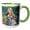 Green/White, variant on 3drose, Happy Mother Hugs Her Son and Daughter on a Sunny Day in the Garden, 11oz Two-tone Yellow Mug