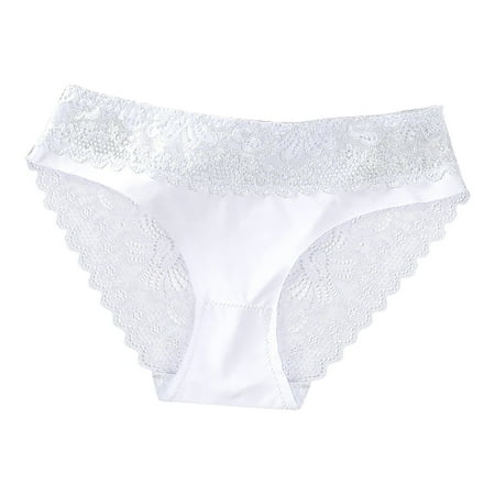 RYRJJ Womens Underwear Cotton Bikini Panties High Cut Sheer Lace Panty Stretch Soft Underpants Ladies Briefs(White L)