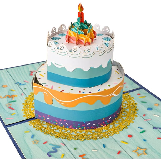 2 Tarjetas De Felicitación De Cumpleaños Pop Up 3D, Tarjetas De Felicitación De Cumpleaños De Pastel De Doble Capa, Para Tarjetas De Felicitación Para Familiares, Amigos Y Amantes Especiales, Niños Rojo Verde Cocina, Decoración y Otros