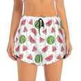thumbnail image 2 of Fuzoiu Hand Drawn Watermelon Print Women's Athletic Shorts, Double-Layer Running Shorts with Pocket,Women's Workout Shorts for Yoga, Gym, and Workouts-Large, 2 of 7