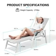thumbnail image 4 of Crestlive Products Outdoor White Lounge Chair Aluminum Adjustable Recliner Chaise, 4 of 8