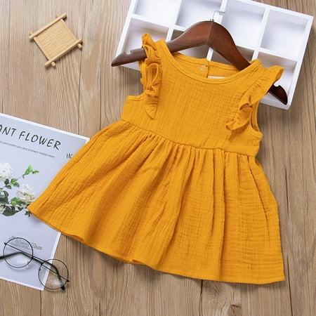 

Hunpta Baby Princess Print Solid Fly Girls Sleeve Ruffles Dress Toddler Girls Dress&Skirt
