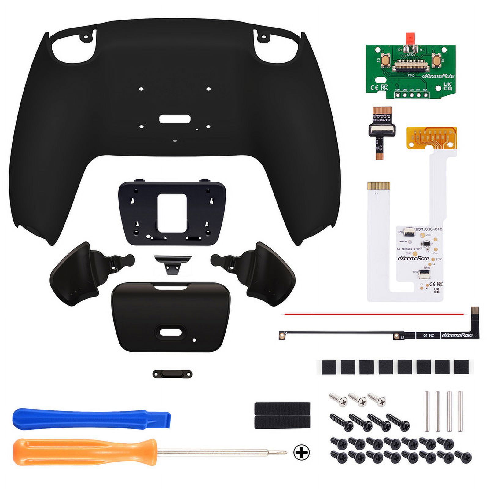 eXtremeRate Black Back Paddles Programable RISE V3 Remap Kit for PS5 Controller BDM-030 040 050, Upgrade Board Bottom Shell Back Buttons Attachment for PS5 Controller
