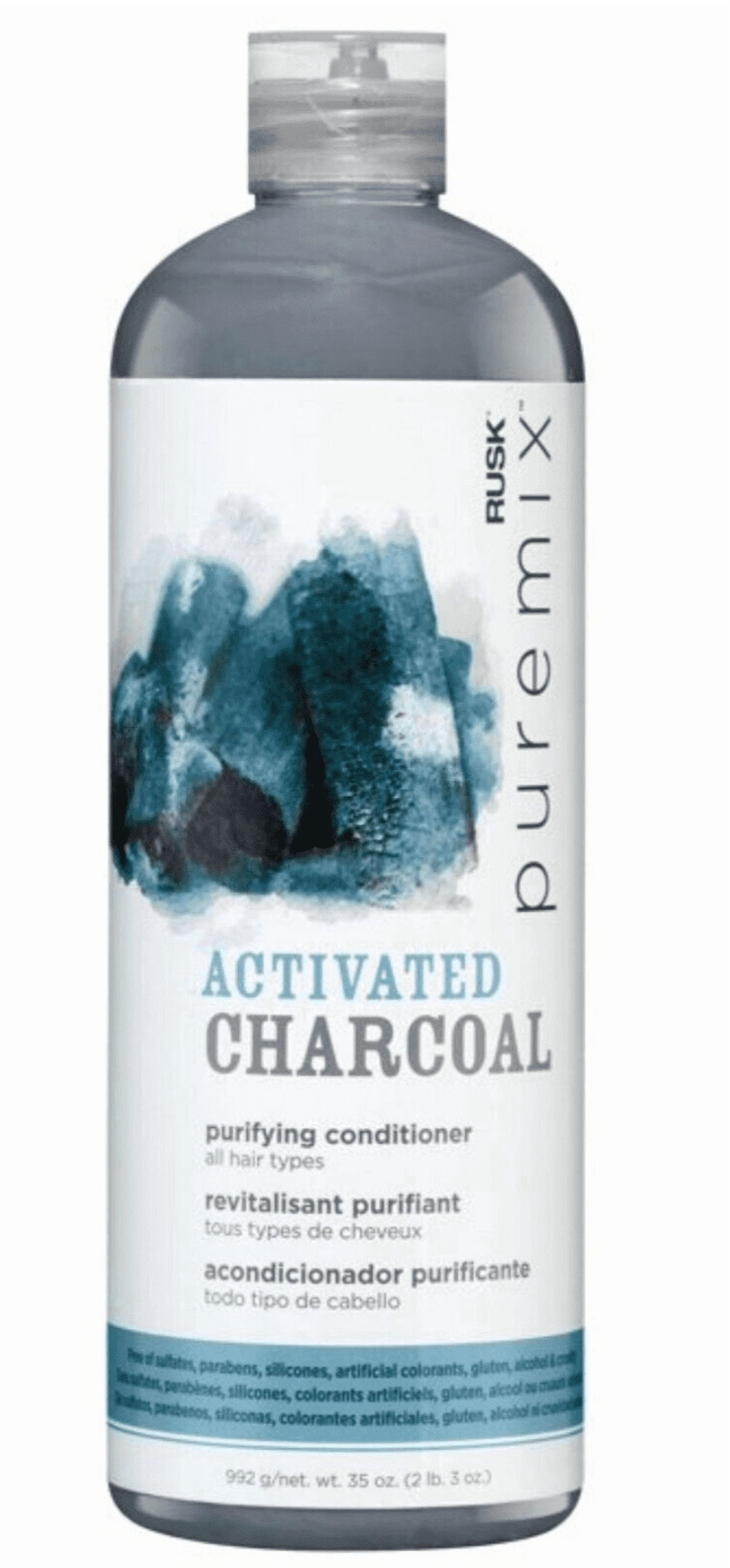 RUSK Puremix Activated Charcoal Purifying Shampoo 35 oz, 1L Large Bottle-3 Pack