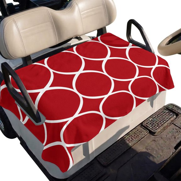 Golf Cart Seat Cover Red Geometric Lines Club Car Golf Cart Seat Covers Soft Absorbent Golfcart Towel Blanket Abstract Circles Golf Seat Covers for Cart Decor Fits 2 & 4 Passenger 51"x31"