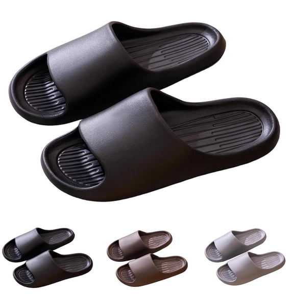 Men's Slippers Slip-on Flat Heel Non-Slip Shower Slides Mens Comfortable Soft Thickened Soled Indoor Outdoor Walking Sandals