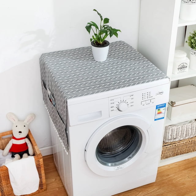 Lavadora de una sola puerta 55-130 Shoufang cubierta pastoral geométrica cubierta del refrigerador gris tambor de una sola puerta lavadora toalla refrigerador cubierta contra el polvo doble apertura