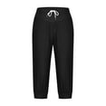 thumbnail image 6 of Women's Crop Sweatpant Capri Pants Lounge Drawstring High Elastic Waist Wide Leg Pant Cinch Sport Bottom Trousers Black Large, 6 of 6
