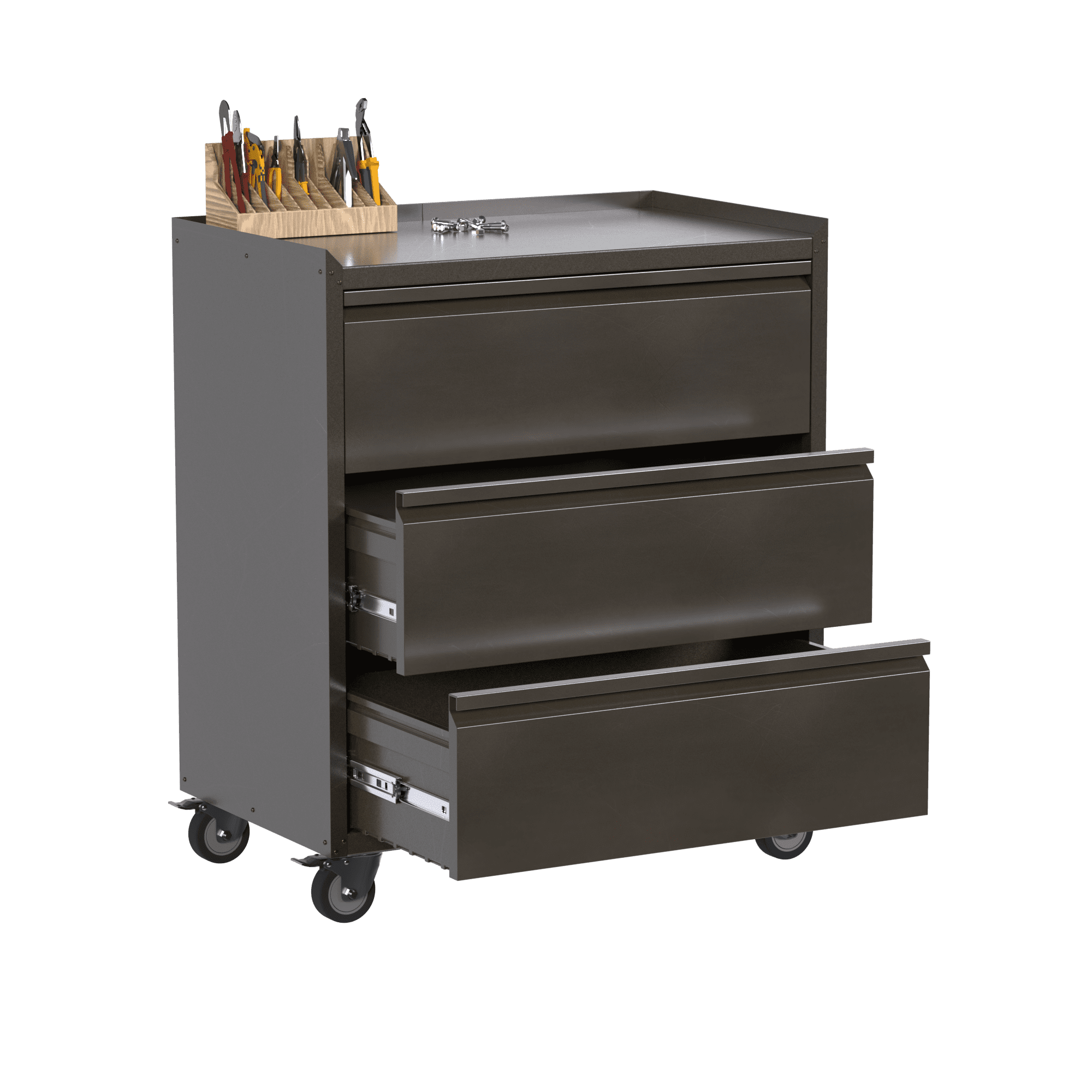 SUXXAN Metal Rolling with 3 Drawers, Adjustable Shelves