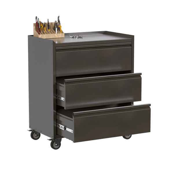 SUXXAN Metal Rolling with 3 Drawers, Adjustable Shelves