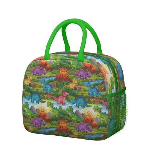 Womens Colorful Dinosaurs Volcano Pattern Lunch Box for Work,Insulated Lunch Bag for Women,Loncheras Para Mujer,Leakproof Adult Lunch Bag for Work,Beach,Travel,Picnic,Camping