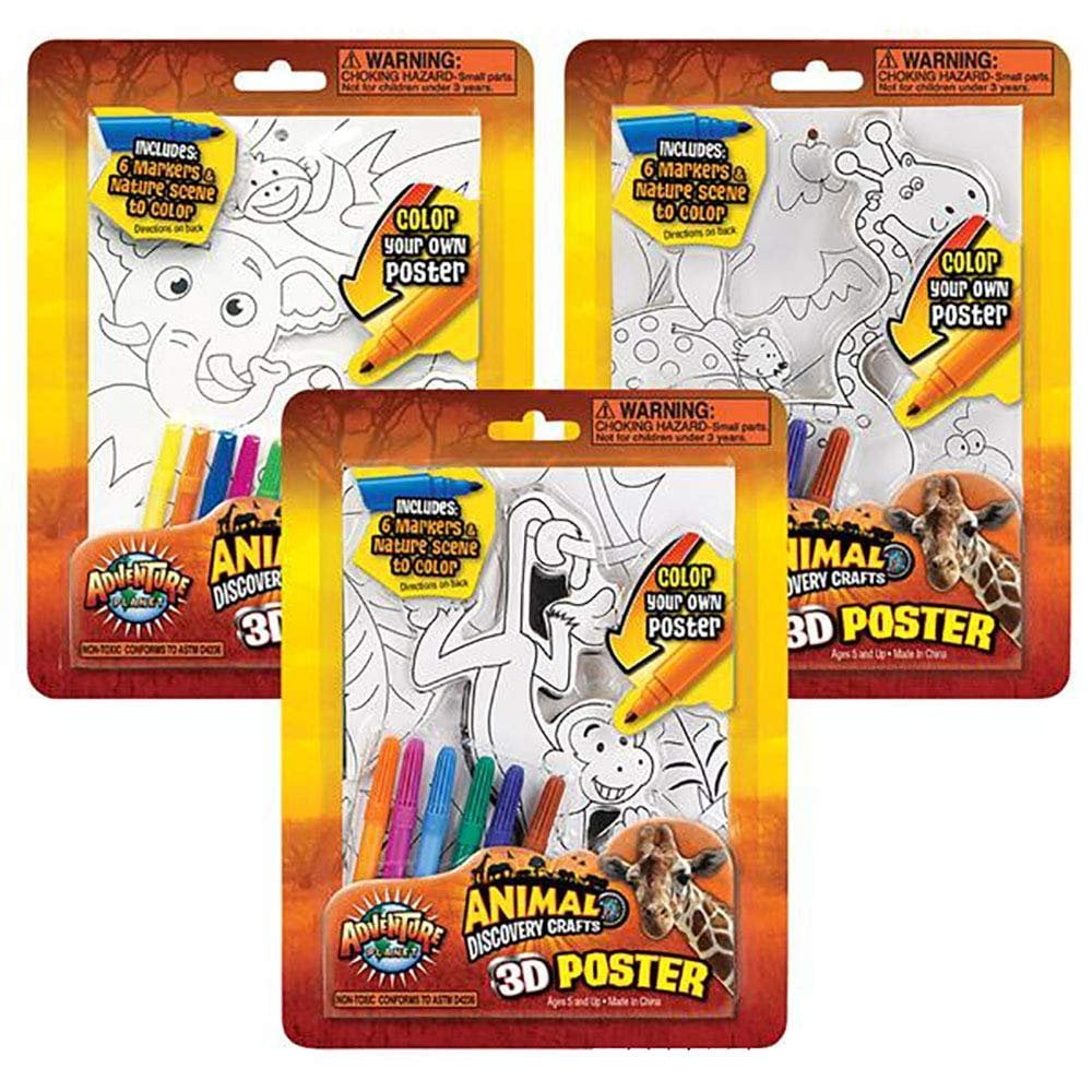 3D DIY Die Cut Poster- Assorted Jungle Animal Print Die-Cuts with 6 Colored Markers, 4x6 Die-cutting for Kids and Adults- Perfect for Greeting Cards, Scrapbook, Stencil Templates, and Art Activity 3D DIY Die Cut Poster- Assorted Jungle Animal Print Die-Cuts with 6 Colored Markers, 4x6 Die-cutting for Kids and Adults- Perfect for Greeting Cards, Scrapbook, Stencil Templates, and Art Activity
