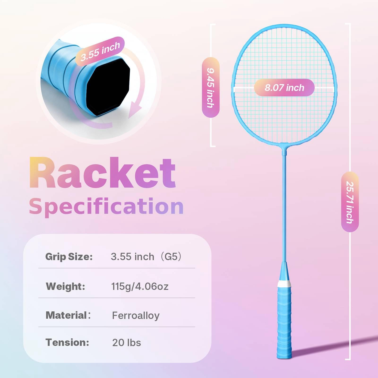 Badminton Rackets Set, Lightweight Badminton Set Includ 4/6 PCS Rackets, 6 Birdies, Outdoor Backyard Games, Racquets for Adults, Teens, Family Beginner
