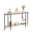thumbnail image 6 of Ktaxon Entryway Table 2 Tier for Entrance, Sofa Coffee Desk Home Furniture with Storage Shelves, Metal Artificial Marble Black & White, 6 of 11