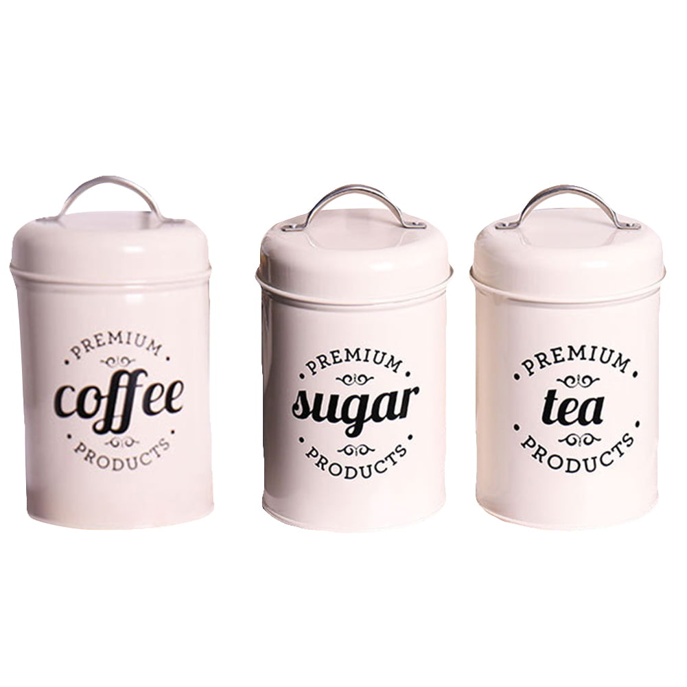 Set of 3 Tea Coffee Sugar Kitchen Storage Canisters Containers Jars Pots set 