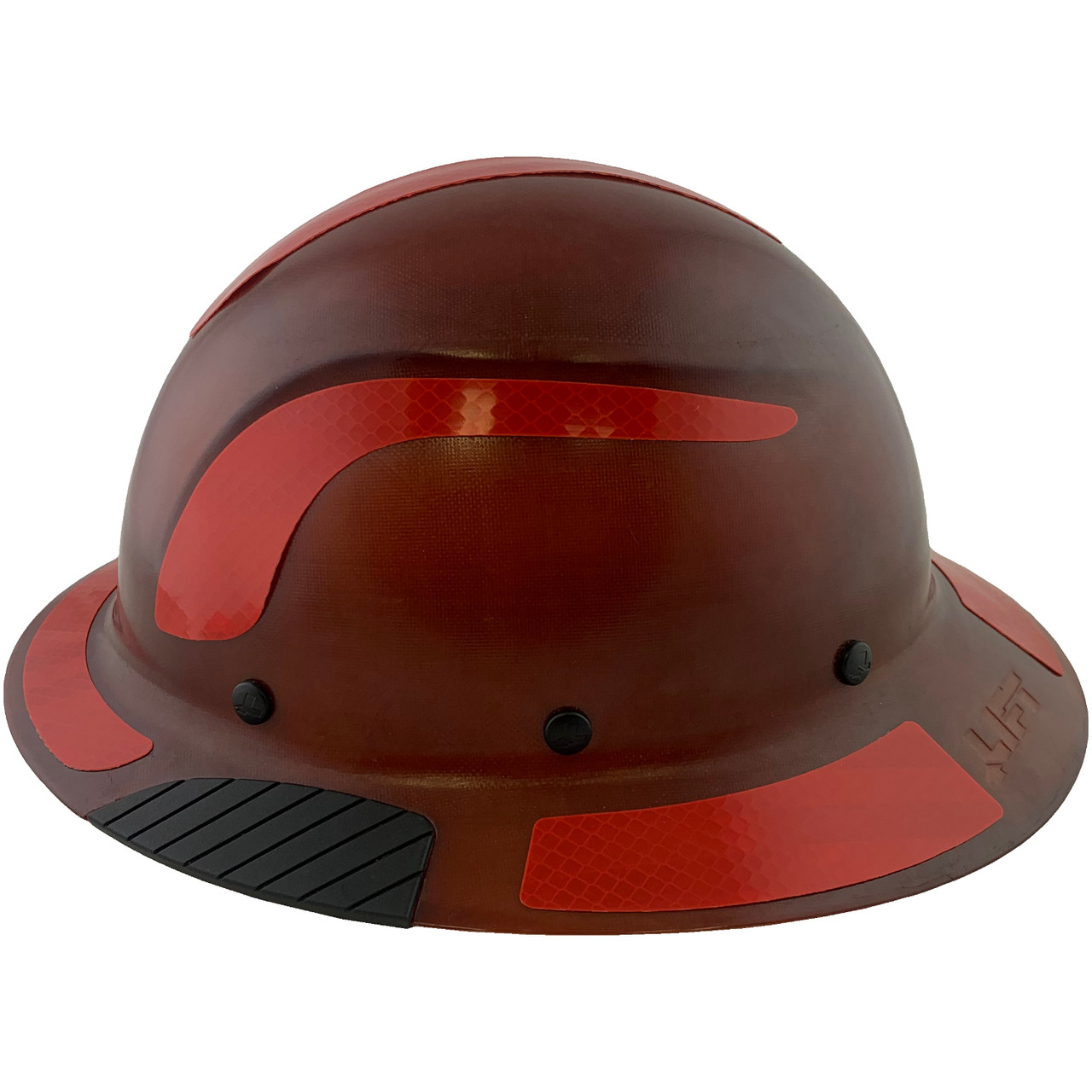 DAX Fiberglass Composite Hard Hat - Full Brim Natural Tan with Reflective Red Decal Kit Applied