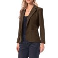 thumbnail image 4 of INSPIRE CHIC Corduroy Blazer for Women's Notched Lapel Long Sleeve Casual One Button Jacket with Pockets M Coffee, 4 of 6