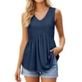 thumbnail image 2 of Tank Tops for Women Lightweight Cotton Linen V Neck Loose Ruffle Flowy Sleeveless Shirt Summer Outfits, 2 of 6