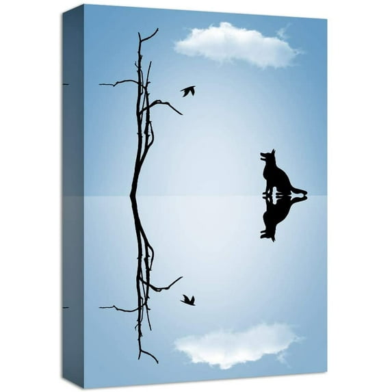 Idea4wall Modern Canvas Wall Art Lonly Animals Canvas Prints for Home Wall Decor, 32"x48"