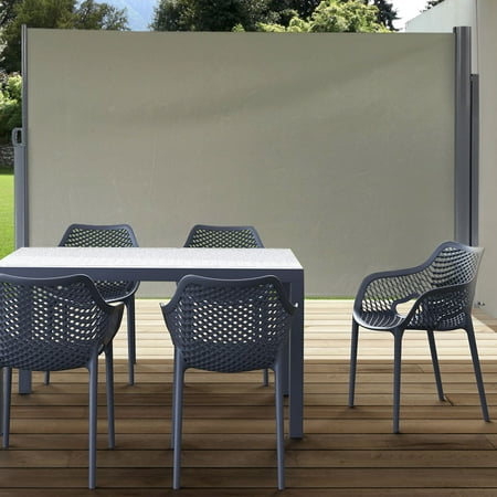 Sunnydaze Patio Retractable Privacy Wall Folding Divider - 10 x 6 feet Grey