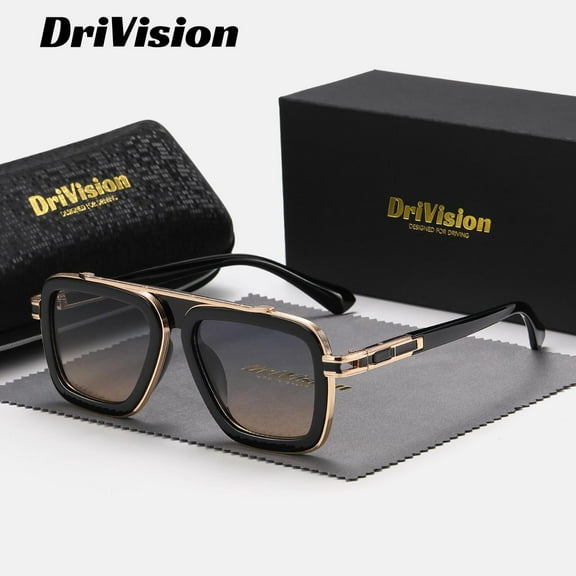 Drivision Unisex Retro Sunglasses Polarized Lenses for a Vintage-Chic Look Square Frame Sunglasses UV400