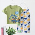 thumbnail image 2 of NOLDARES Newborn Baby Boy Outfits 2 Pieces Cotton Crewneck Short Sleeve Top Tee Print Casual Cargo Shorts Truck Clothes(Light Green,11-12 Y), 2 of 7
