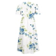 thumbnail image 5 of VEKDONE Summer Floral Maxi Dress for Women Casual Round Neck Short Sleeve Dresses Fashion Loose Fit Flowy T Shirt Dress Beach Vacation Long Dress B Multicolor M, 5 of 7