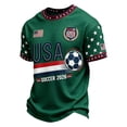 thumbnail image 3 of Soccer Cup 2026 Jersey for Men, Crew Neck Short Sleeve USA Stars Graphic Tee with Mesh Fabric - Breathable Athletic Top for Match Day & Gym Army Green L, 3 of 5