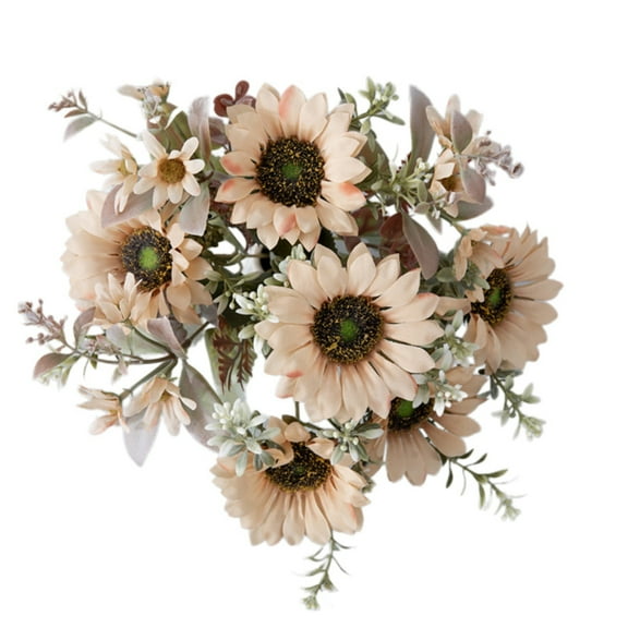 Miyuadkai Sun Bouquet Champagne, Artificial Flowers Gardening Home Decoration Artificial Flowers Artificial Sunflowers Event Decoration Hand Bouquets, 1 Sunflower Bouquet