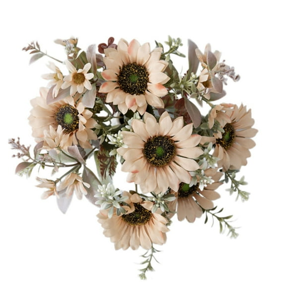 BINGLI Artificial Sunflowers Multi Colors Fake Sunflowers Bouquet Vintage Fake Silk Sunflowers Large Sunflowers Decor for Wedding Party Garden Home Hotel Office Pink