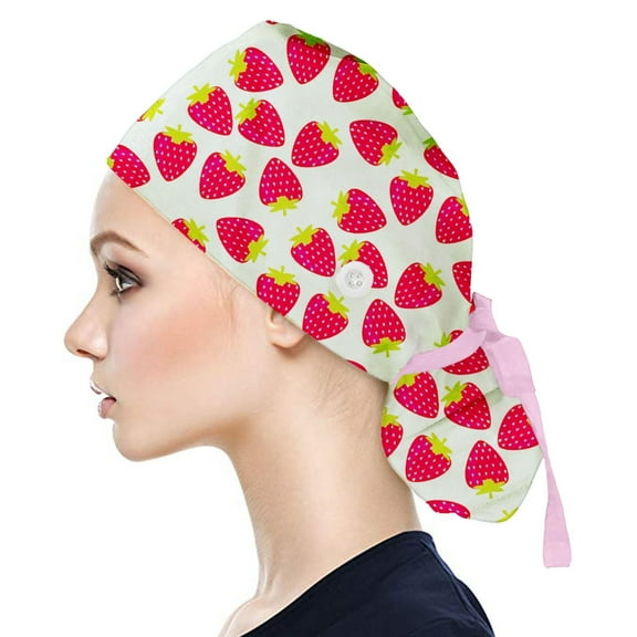 Kayannuo Christmas Scrub Cap With Buttons Bouffant Hat With Sweatband For Womens And Mens Christmas Gifts