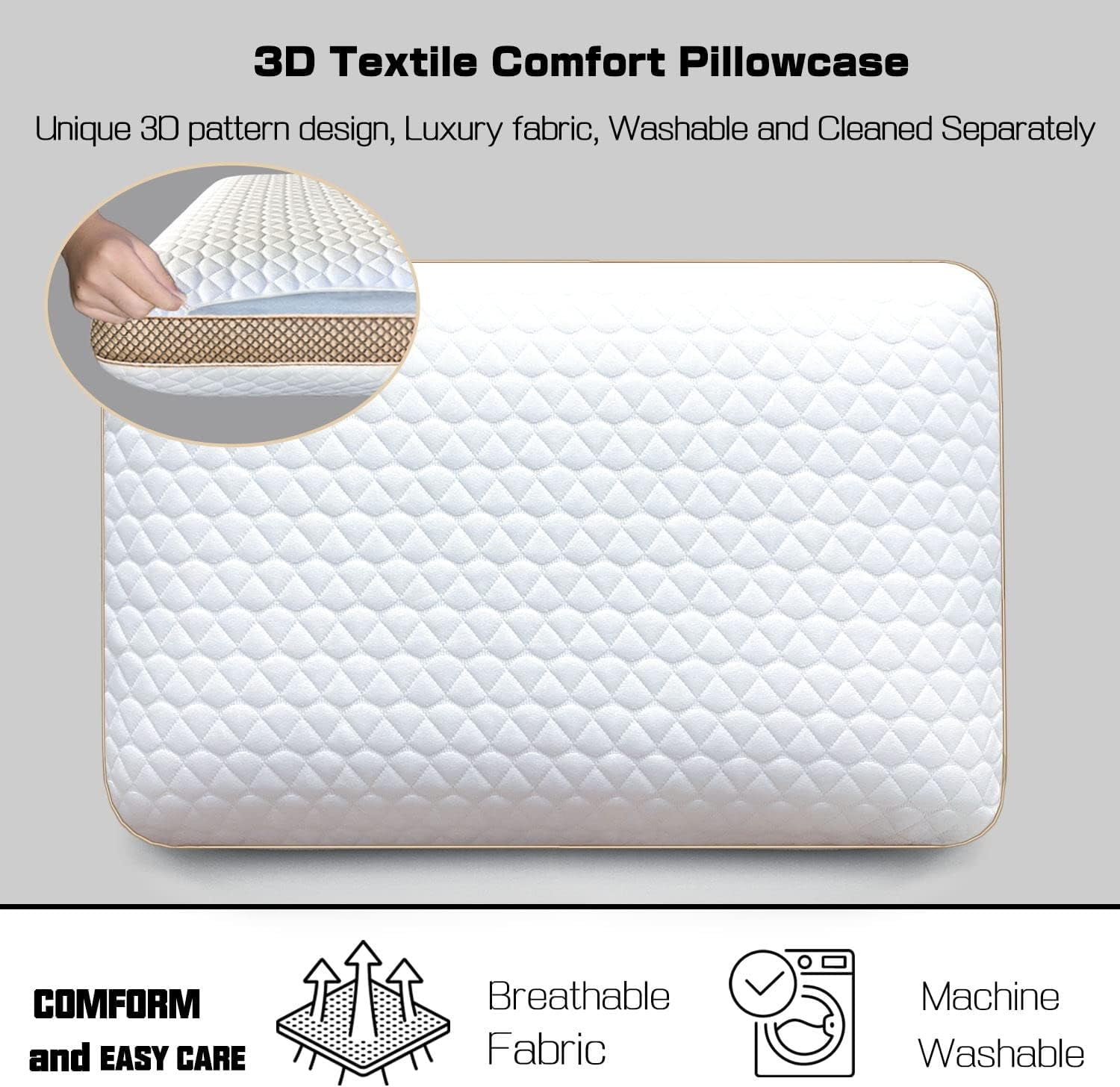 Memory Foam Pillows Set of 2 Standard/Queen Size Medium Firm Pillows 2 Pack for Sleeping,Orthopedic Bed Pillows for All Sleepers,Ventilated Cooling Gel Foam with Washable Cover