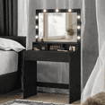 thumbnail image 3 of LEDREM LED Vanity Desk with Mirror - Adjustable Brightness, 2 Drawers & 3 Compartments, Makeup Table with Anti-Tip Kit, Ebony Black, 3 of 6