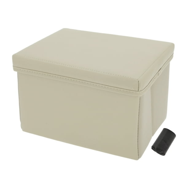 Bote de basura para automóvil Unique Bargains 1 Pc Bolsa de basura Bote de basura para el asiento del medio Cuero sintético beige 1 Pcs (L)